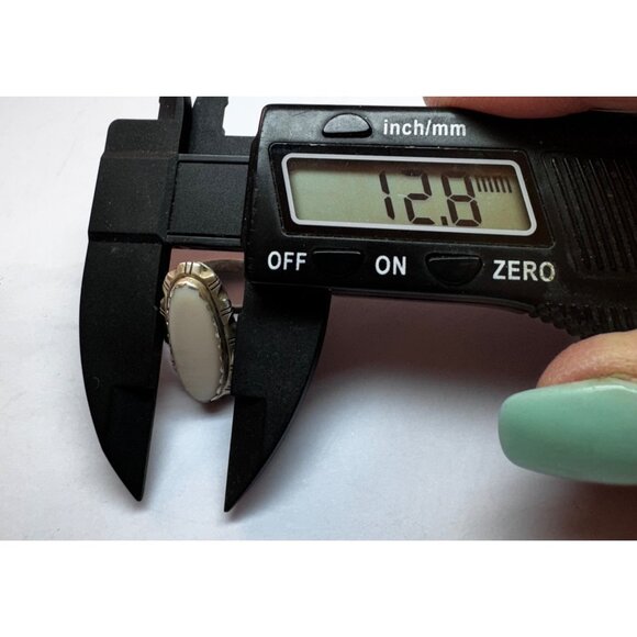 Vintage Sterling Silver 925 Oval White Stone Statement Ring Size 7.25 Estate - Picture 8 of 11